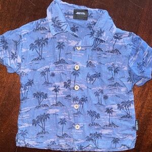 Volcom Blue Palm-Print Button Down Shirt